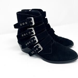 Dolce Vita Black Suede Buckle Ankle Booties